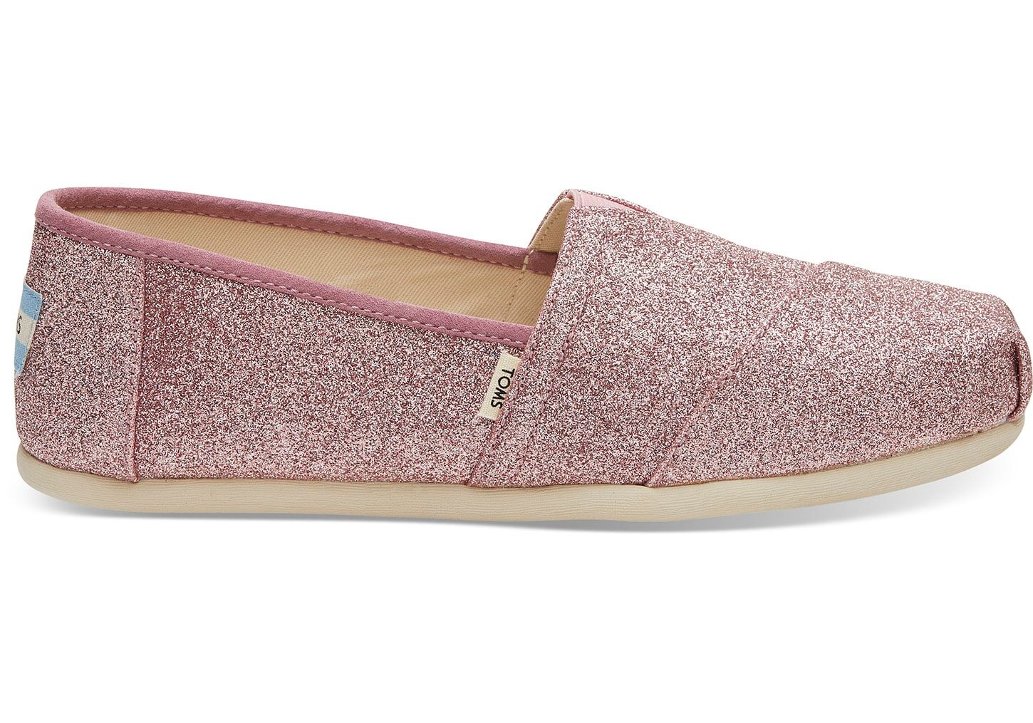 Toms Iridescent Glitter Classics - Womens Slip Ons - Rose - NZ - 214853RSC